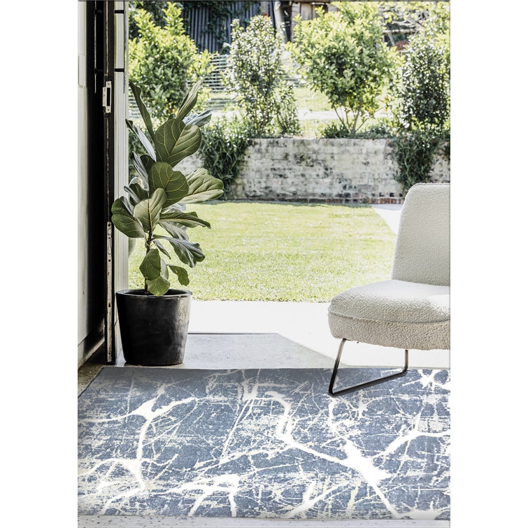 Wrought Studio Light Blue Granite Grace The Rugger Machine Washable 5X8 Antislip Rug Wayfair